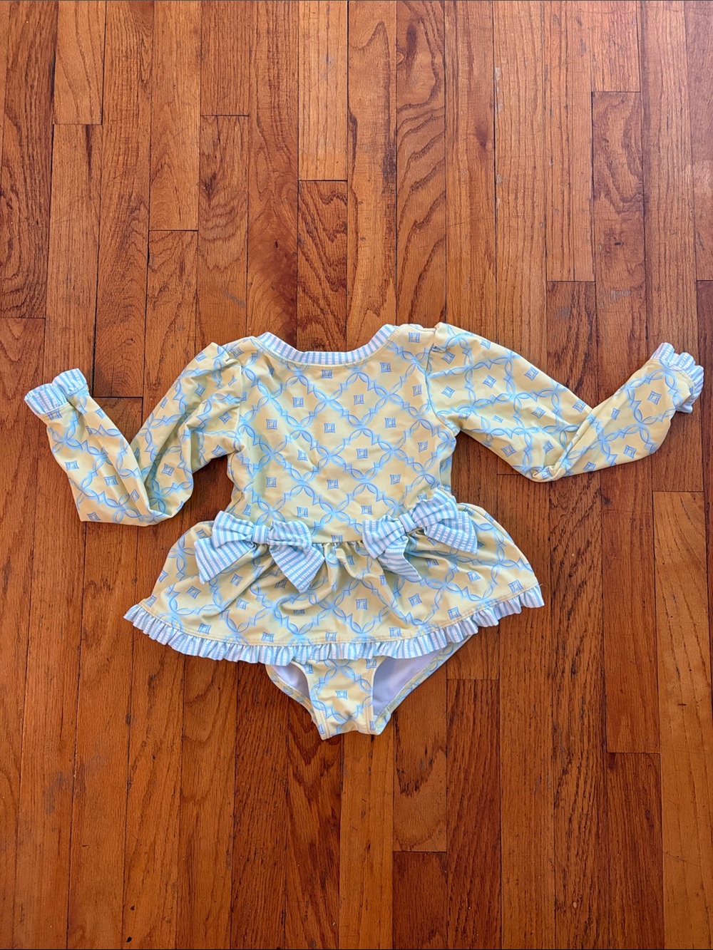 Ruffle Butts Yellow & Light Blue Ruffle One-Piece Swimsuit